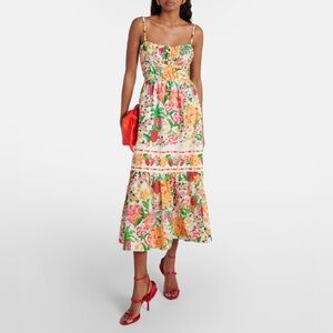 NEW! Farm Rio White Floral Sketch Midi Dress‎